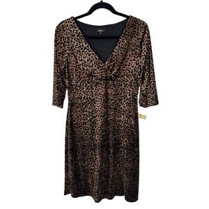 Mica NEW VTG Sheer Burnout Leopard Dress Empire Waist Y2K 90’s Size M‎